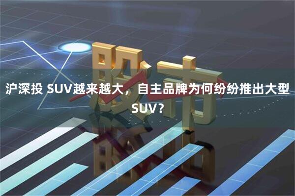 沪深投 SUV越来越大，自主品牌为何纷纷推出大型SUV？