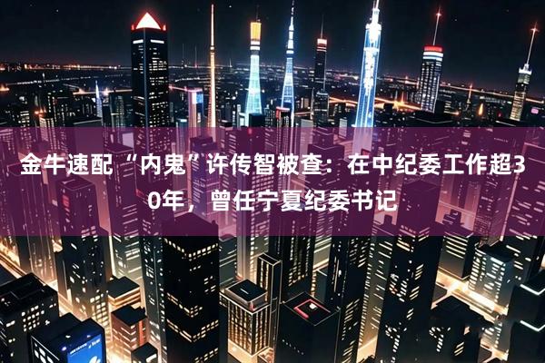 金牛速配 “内鬼”许传智被查：在中纪委工作超30年，曾任宁夏纪委书记