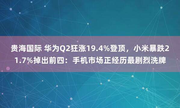 贵海国际 华为Q2狂涨19.4%登顶，小米暴跌21.7%掉出前四：手机市场正经历最剧烈洗牌